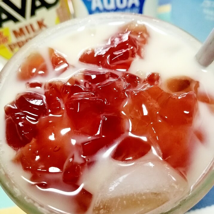 アイス フルーツゼリーinプロテインカフェオレ レシピ 作り方 By Nyan260 楽天レシピ